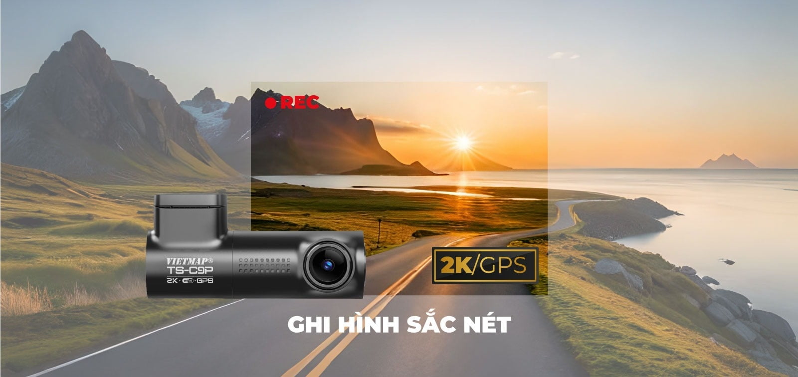 vietmap ts c9p ghi hình độ phân giải 2k toàn cảnh phía trước xe