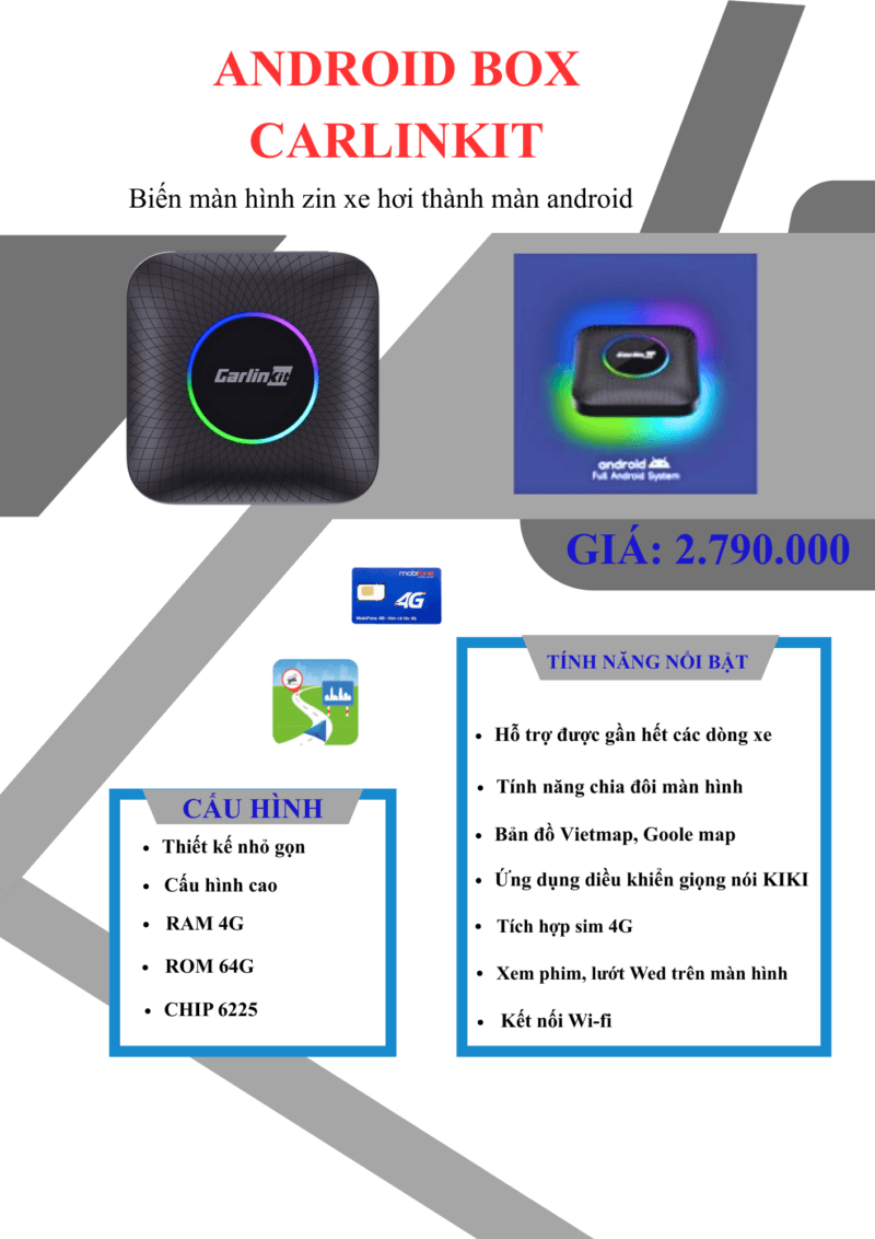 Android Box Carlinkit Tbox Ambient QCM6225 Ram 4GB/64GB Hot Nhất Hiện Nay