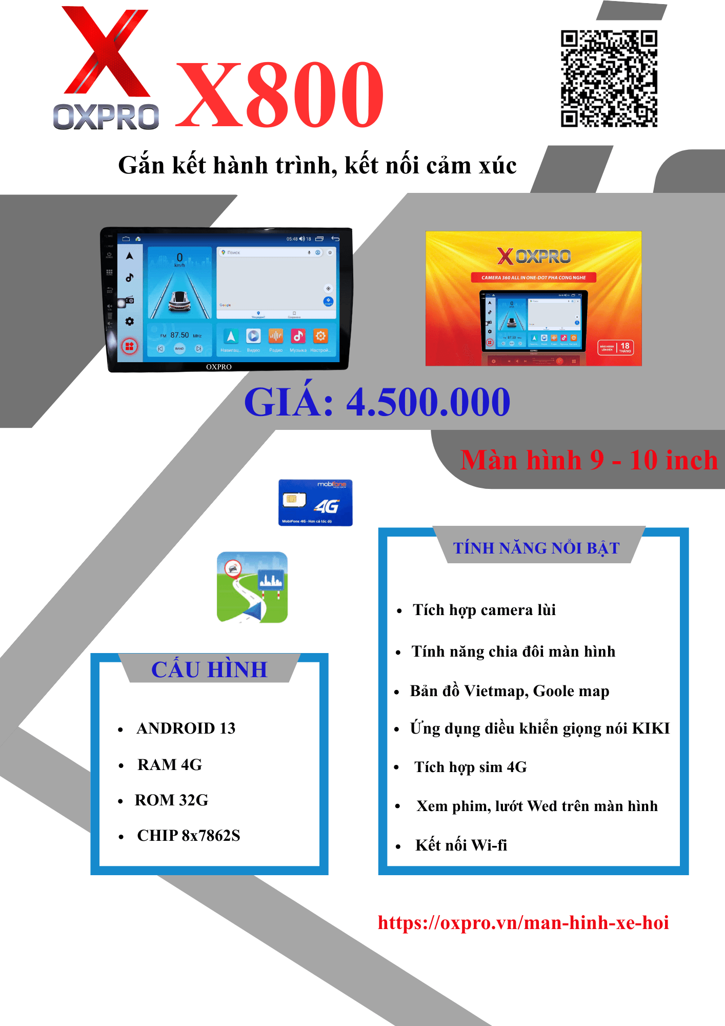 Màn Hình Android OXPRO X800 New
