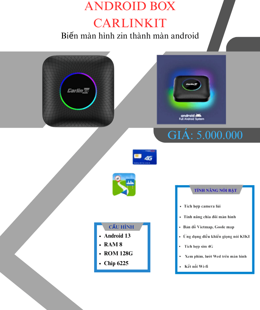 Android Box Carlinkit Tbox Ambient QCM6225 Ram 8GB/128GB Hot Nhất Hiện Nay