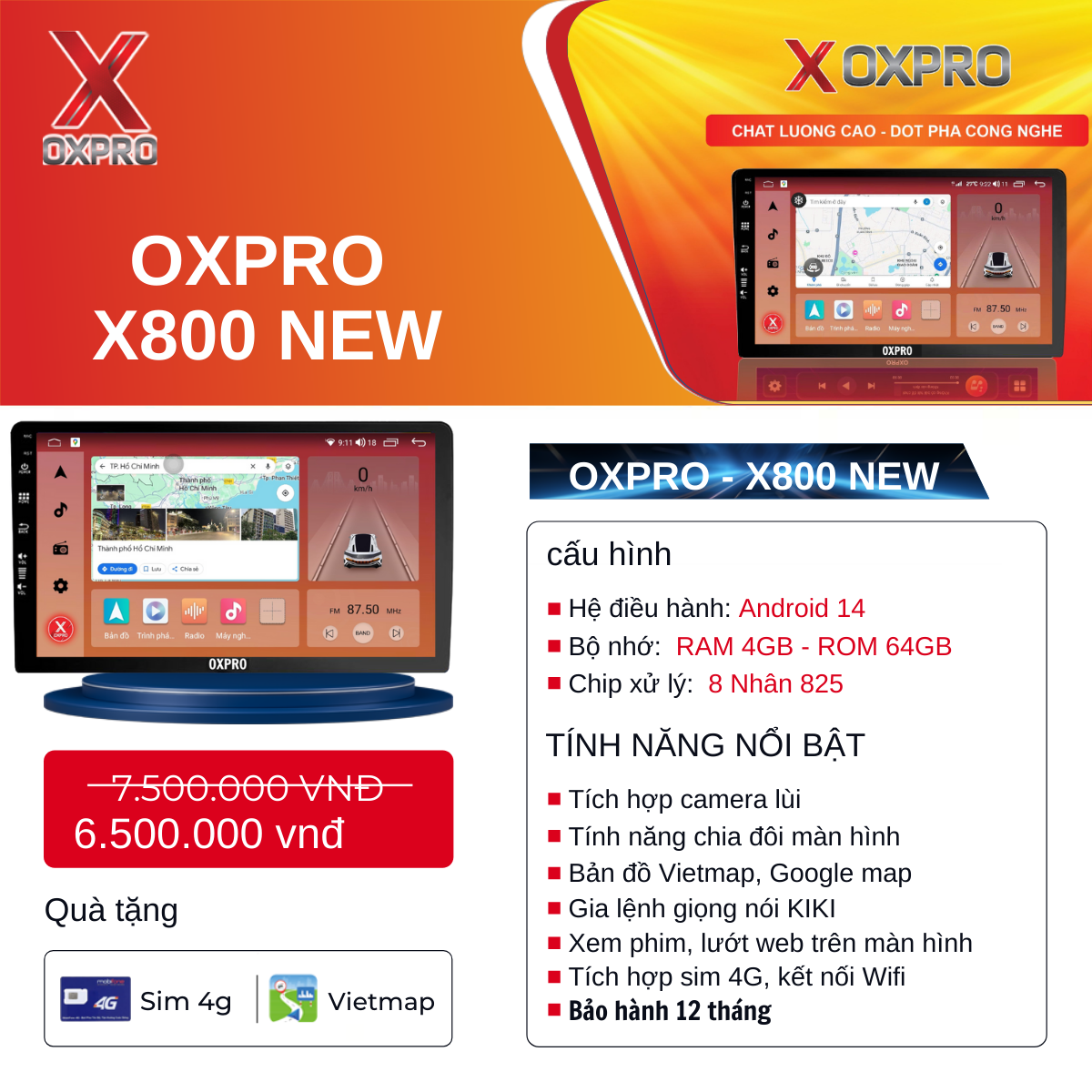Màn Hình Android Oxpro X800